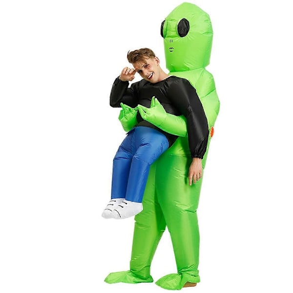 Vihreä puhallettava puku Cosplay-asu Hauska puhallettava asu Juhlapuku Naamiaisasu Halloween-asu aikuisille New-WELLNGS Adult