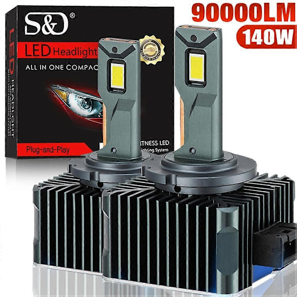 90000LM D3S LED D1S D2S D4S D5S D8S LED 140W Frontlys HID D1R D2R D3R D4R D5R D8R Pære Canbus Bil Lys Automatisk 6000K 12V 24V - WELLNGS 140W  90000LM D2R