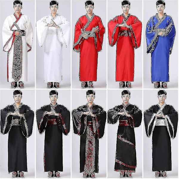 Mænds Hanfu Traditionelle Kostumer Tøj - WELLNGS Black 3XL