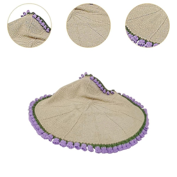 Bouquet Tæppe Hæklesæt Hæklestartersæt til Bouquet Gave Håndværk Håndlavet DIY Håndværk Strikkesæt til Entusiaster Voksne-WELLNGS Khaki White Purple