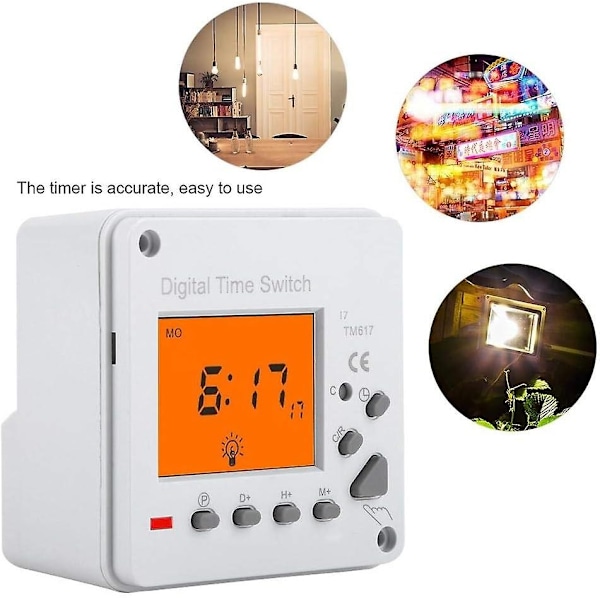 Digital Timer Elektrisk Programmerbar Smart Control Switch Timer med Bakgrunnsbelyst Display-WELLNGS
