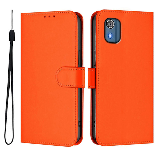 PU-fodral i enfärgad design kompatibelt med Nokia C02-WELLNGS Orange