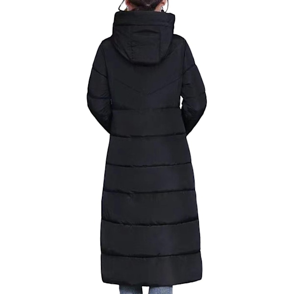 Kvinners vinter dunjakke casual lang glidelås yttertøy puffer jakke egnet for venner samling slitasje-WELLNGS Black 2XL