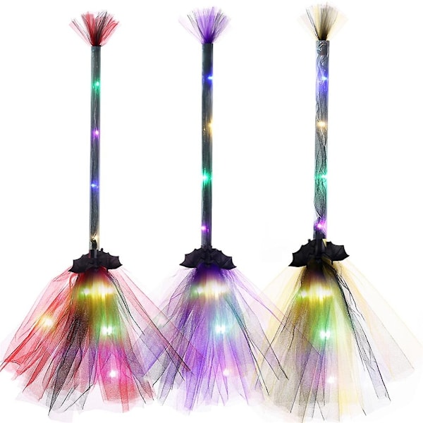 Lysende Halloween hekse kosteskaft for cosplay kostymefest dekorasjon-WELLNGS Black
