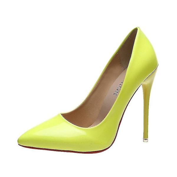 Pumps i skinn med spiss tå for kvinner - WELLNGS YELLOW 45