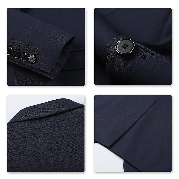 Allthemen Herr Business Blazer Solid Slim Fit Jacka-WELLNGS Navy Blue XS