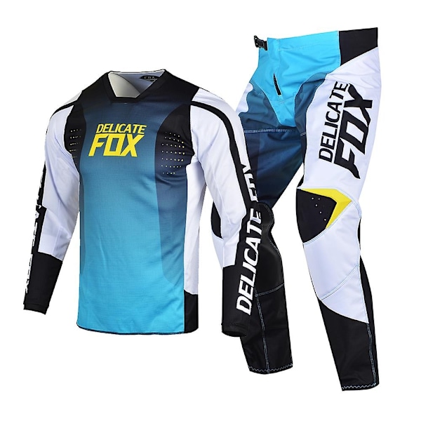 Delicate Fox 180 360 Jersey Bukser Gear Set MX Combo Motocross Bmx Dirt Bike Outfit ATV UTV Cykel Dragt Enduro Kits til Mænd-WELLNGS Orange Pant 36 Jersey XL