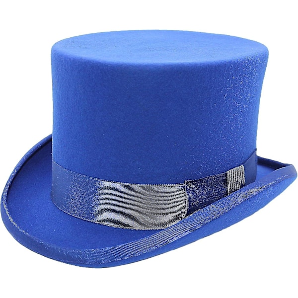 Håndlavet uld tophat med satinfor - WELLNGS Blue S