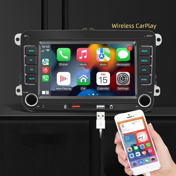 F9070W Bilradio / Understøtter CarPlay og Android Auto - 7-tommer, til Volkswagen-køretøjer