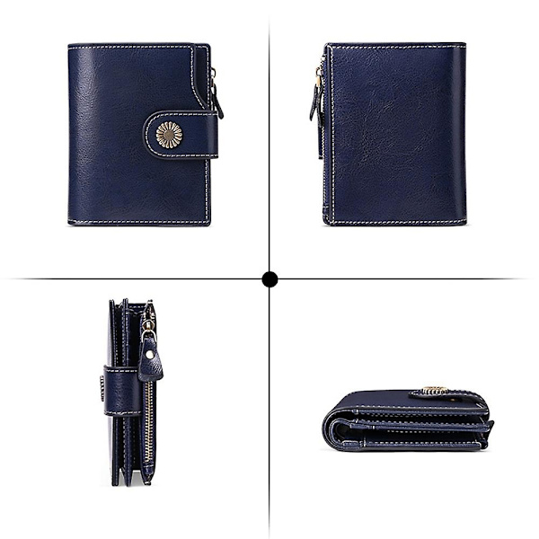 SENDEFN 5206 RFID-blockerande plånbok i läder med flera kortfack för kvinnor - WELLNGS Dark blue