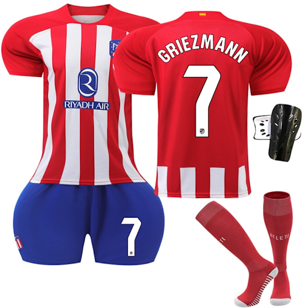 2324 Atletico Madrid Hjemme Jersey Voksen Barn Kort Ermet Fotballdrakt - Sett - Nr. 19 Morata Sportswear - Nr. 7 + Sokker-WELLNESS L(175-180cm)