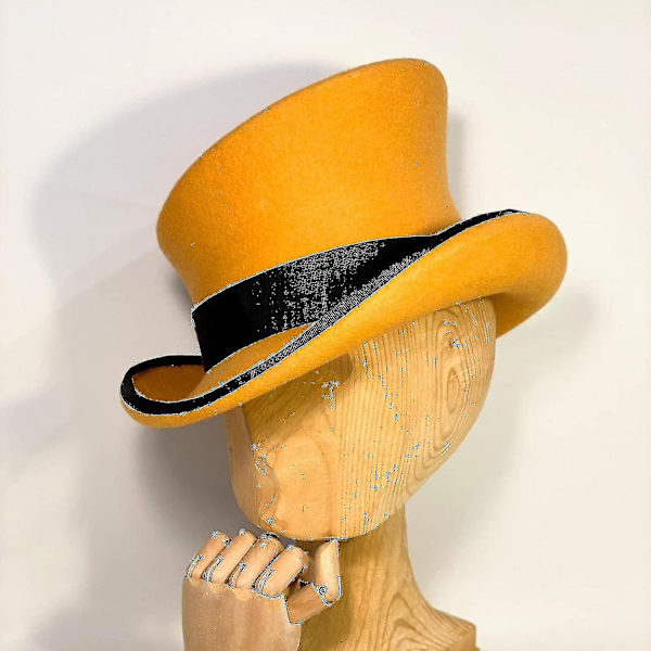 Asymmetrisk topphatt i ull - unisexhatt för kvinnor och män - steampunkhatt - topphatt - modeband - dekorativ hatt - huvudbonad för män - WELLNGS Yellow