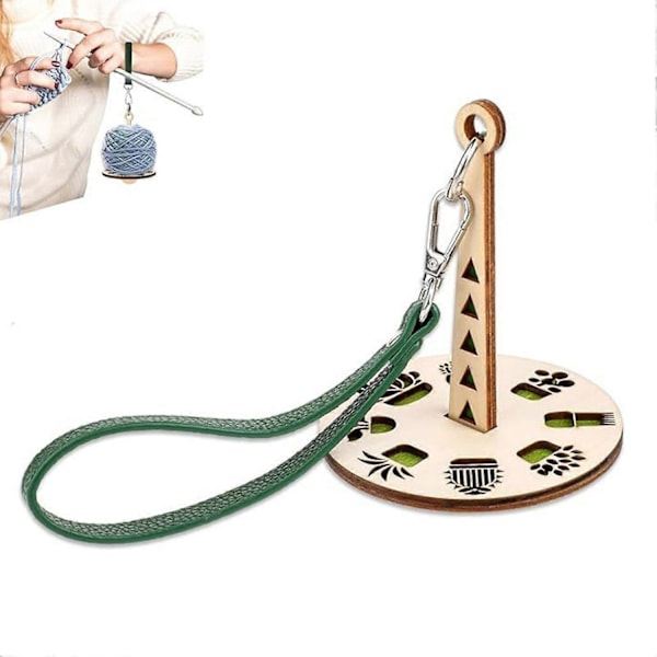 Garnhållare för handleden, portabel trägarnsnurra, garnbollshållare för stickning och virkning, garnförvaringsorganisatör med armband - WELLNGS B