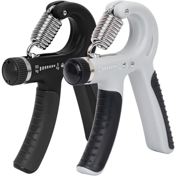 Galaxy 2pcs Hand Grip Strengthener Trainer, Adjustable Resistance 5-60kg Hand Grip Strength Trainer（Black+Gray)-WELLNGS