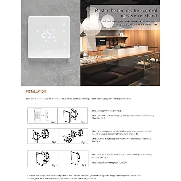 Wifi Smart Termostat Temperaturstyring Ugentlig Programmerbar Understøtter Berøringskontrol-3a Sort-WELLNGS