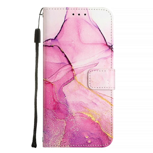 TCL 501 marmor læder telefonetui - WELLNGS Pink Purple Gold