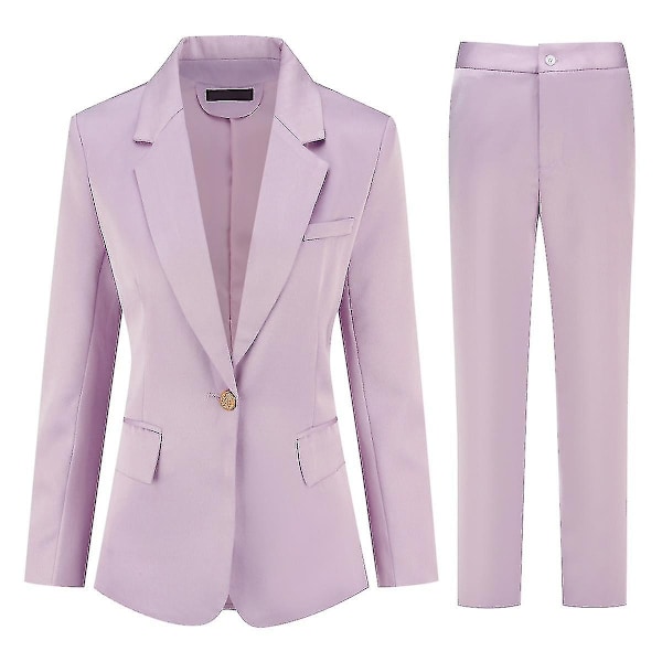 Yunclos Dame 2-delt Profesjonelt Business Slim Dresssett - WELLNGS Purple M