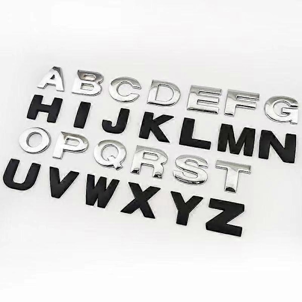 1 stk. 3D Metal 45mm 25mm DIY Bogstaver Alfabet Emblem Tal Krom Mærkning Bilmærkat Digitalt Badge Tilbehør Motorcykel-WELLNGS Black45MMG G