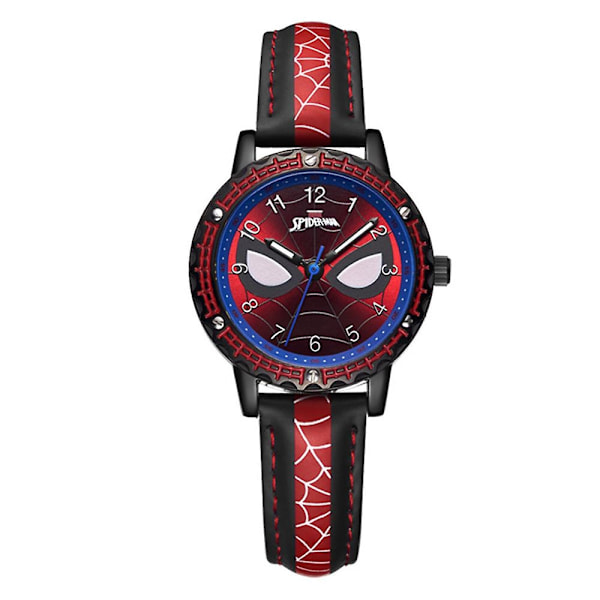 Spiderman Superhelte Lysende Armbåndsur Børn Drenge Piger Vandtætte Analoge Ure-WELLNGS Black Red