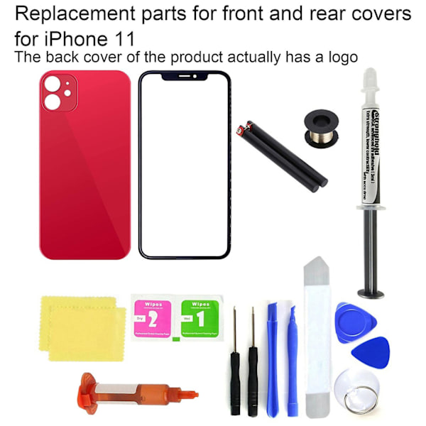 Hiborth Profesjonell Front Glass Skjermtelefon Bakdeksel Utskifting Reparasjonsverktøysett for iPhone 11-WELLNGS Purple