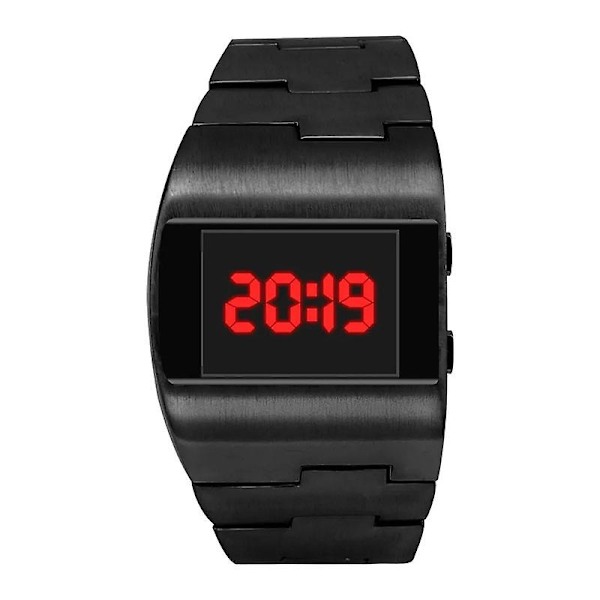 2024 Fashion Led Digital Klokker Menn Nilitary Sports Klokker Svart Rustfritt Stål Stor Håndledd Multifunksjon Elektroniske Armbåndsur Menn-WELLNGS black red