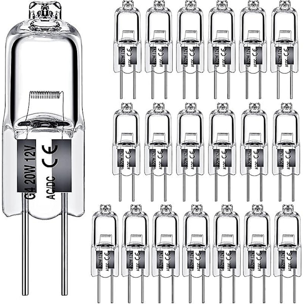 20 stk. G4 halogenpære 20w Dc12v indendørs halogen G4 lampe krystal lyspære