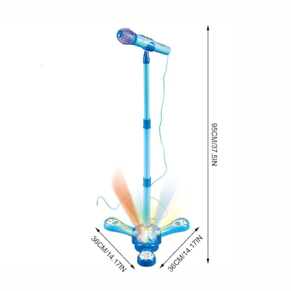 2023 Ny opgraderet mikrofonsæt til børn, legetøj med musik og farverigt lys, justerbar højde mikrofon med stativ, karaoke legetøj-WELLNGS Blue