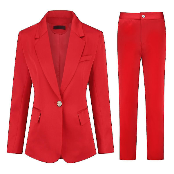 Yunclos Dame 2-delt Profesjonelt Business Slim Dresssett - WELLNGS Red S