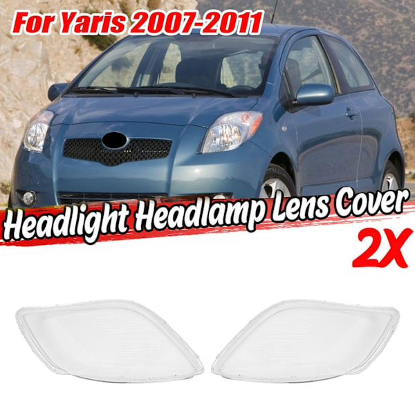 2 st bil vänster och höger sida strålkastare klar lins lampa skärm skal täcka för Yaris 2008 2009 2010 2011-WELLNGS