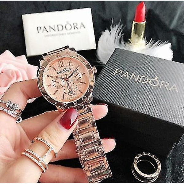 Rustfrit stål dameur Pandora Jam Tangan Wanita Pandora Jam Tangan-WELLNGS Rose Gold  Prata