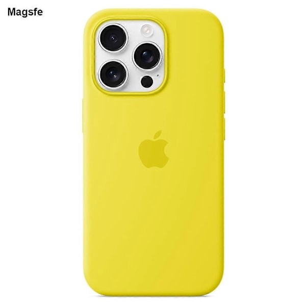 iPhone 16 Pro -puhelimen silikoninen magneettinen suojakotelo, yhteensopiva MagSafen kanssa - Lämmin keltainen - WELLNGS Warm Yellow