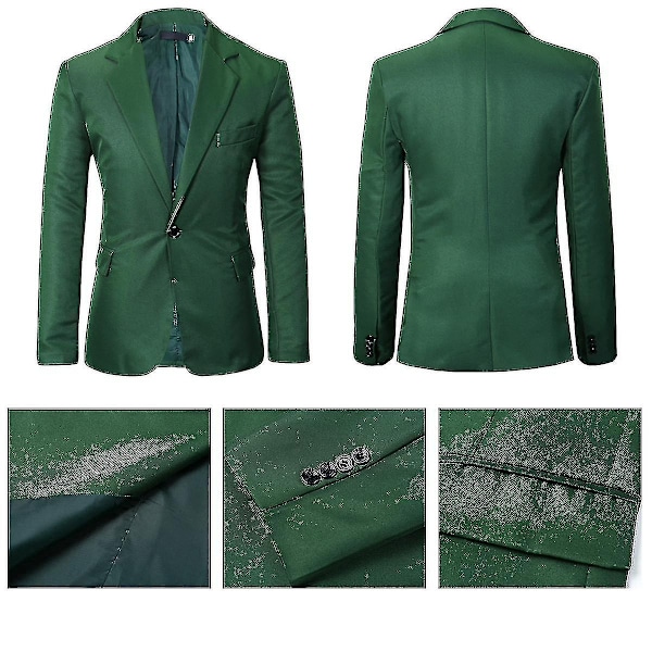 Herrkostym Kavaj Slim Fit Business Casual Blazer-WELLNGS Green XL