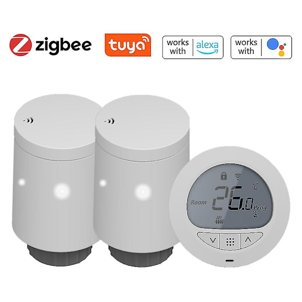 Tuya Zigbee -termostaattiset patteriventtiilit, langaton sovellusohjaus, lämmitystermostaatti, lämpötilansäädin, patteritermostaatti - WELLNGS 2 PCS and Sensor United States