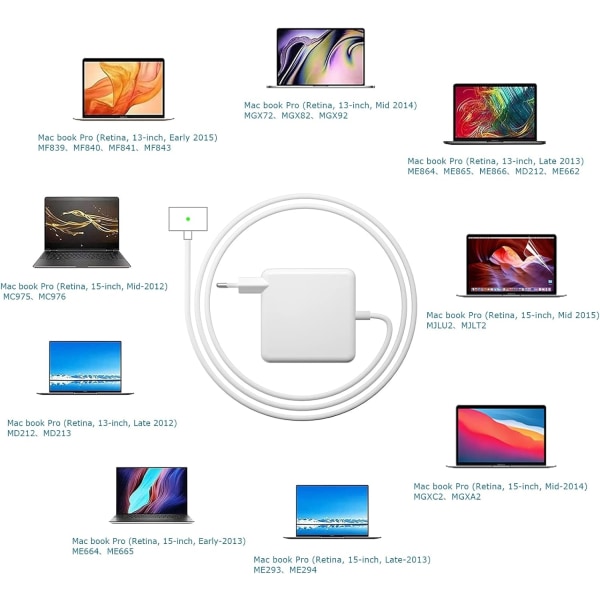 85W Magsafe 2 laddare för Apple Macbook Pro 13" 15" 17"-WELLNGS