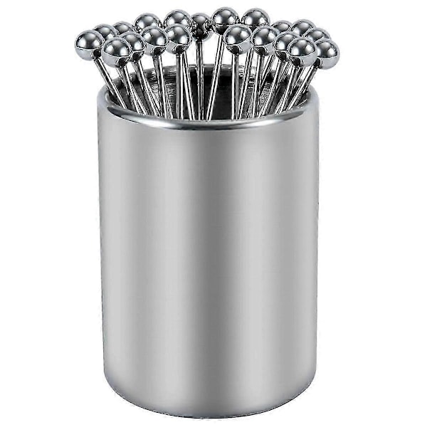 20 STK Metal Cocktailpinde med Holder Kit, Cocktailpinde i Rustfrit Stål, Genanvendelige Cocktailspyd, Appetizerspyd - WELLNGS
