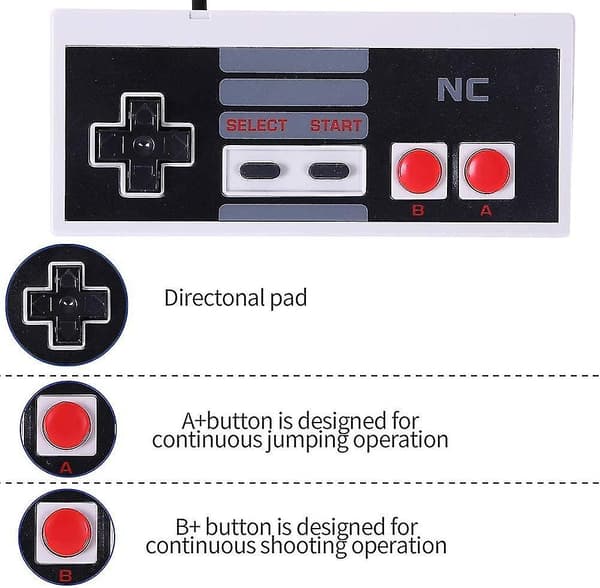 Klassisk Nes Controller til Nes 8-Bit Entertainment System Konsol Kontrolpanel (2 stk) snngv