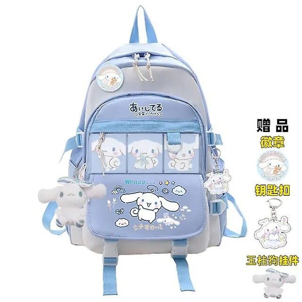Anime Sanrio Plyschleksak Cinnamoroll Ryggsäck Barn Flicka Pojke Svart Blå Skolväska Kawaii Student Skolväska Dator Stor Present Ryggsäckar-WELLNGS F