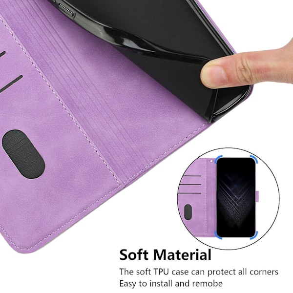 Samsung Galaxy A21S Telefonveske, PU Lær Lommebokdeksel Beskyttende Deksel Magnetisk Spenne Design Lommebok Kortspor Holder Telefonveske - WELLNGS Purple