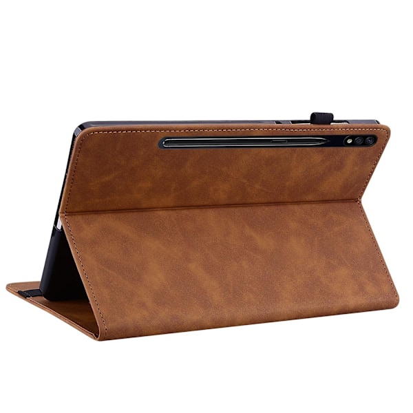 for Samsung Galaxy Tab S9+ PU Læder Tablet Etui Lynlås Lomme Kortspor Pung Stativ Cover-Brun-WELLNGS Brown