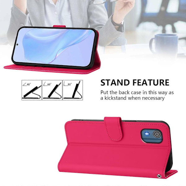 Ensfarvet PU-etui Kompatibelt med Nokia C02-WELLNGS Rose Red
