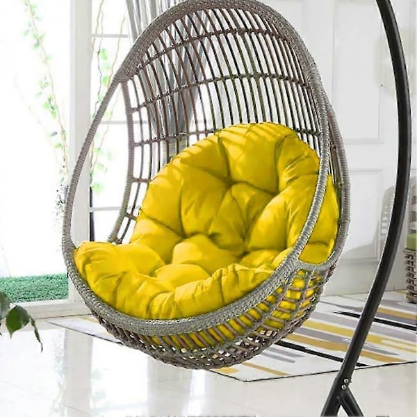 Puutarhan sisätilojen riippuva muna keinutuoli riippumatto istuin paksu pehmuste tyyny pehmusteet (vain istuintyyny sisältyy)-WELLNGS Lemon Yellow 081 120X80