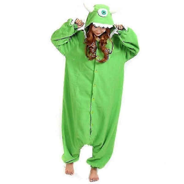 Zhouxixi Aikuisten Halloween-haalari Sarjakuva Hirviöt Pyjamat Naisille Miehille Eläin Kigurumi Pyjama Kotiasu Cosplay Juhlapuku-WELLNGS Green XL