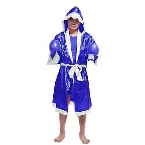 Mænd Boksekappe MMA Boksekamp Muay Thai Mænd Hætte Langærmet Kappe Robe Uniform Kostume - WELLNGS Sapphire Blue M