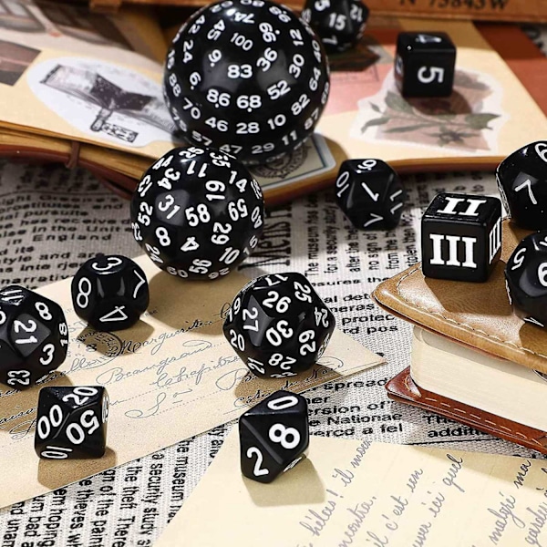 15 kappaletta täydellinen monitahoinen DND-noppasetti D3-D100 pallomainen RPG-noppasetti, 100-sivuinen noppasetti Rol-WELLNGSille