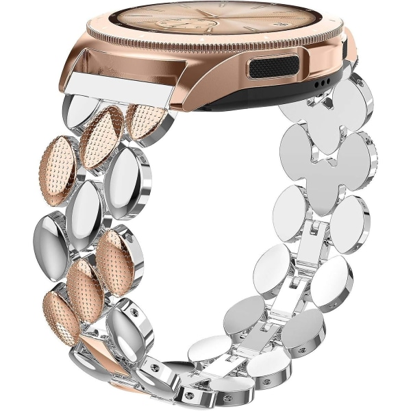Kompatibel med Samsung Galaxy Watch 42 mm band, 20 mm metallband, ersättningstillbehör för kvinnor, vuxen, unisex