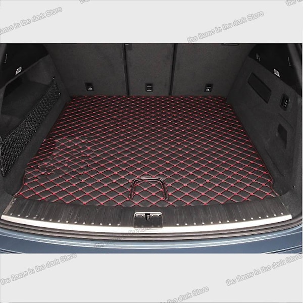 Nahkainen auton tavaratilan matto Porsche Cayenne 2018 2019 2020 2021 2022 2023 takakontti tavaratila lisävarusteet tyyny tavaratilan vuoraus 2024-WELLNGS black red wire