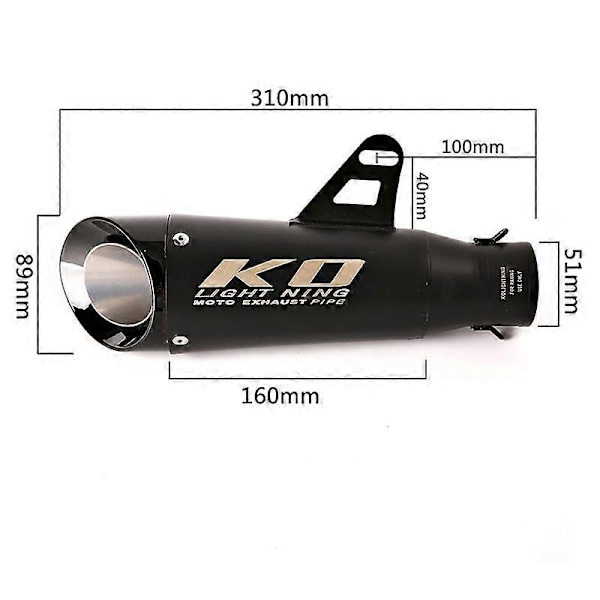 Kompatibel med Yamaha MT-07 XSR700 FZ07 FJ07 Komplett Eksosanlegg Header Midtre Rør Slip On 51mm Lyddemper Escape Avtakbar DB Killer-WELLNGS C