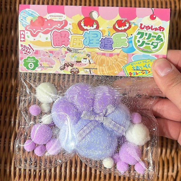 Håndlavet Taba Squishy Stor Kattepote Silikon Klemmelegetøj - WELLNGS Lavender Plush
