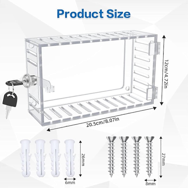 Universal Termostat Låseboks med Nøgle, Klar Stor Termostatbeskytter til Vægtermostat - WELLNGS