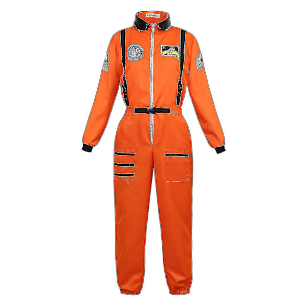 Astronaut Kostume Rumdragt Voksen Rollespil Kostume Lynlås Halloween Kostume Par Flyve Jumpsuit Stor Størrelse Uniform - WELLNGS Orange for Women L